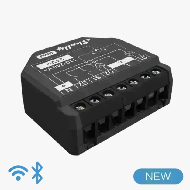 مفتاح ذكي مزدوج Wi-Fi مع قياس الطاقة – Shelly 2PM الجيل الثالث