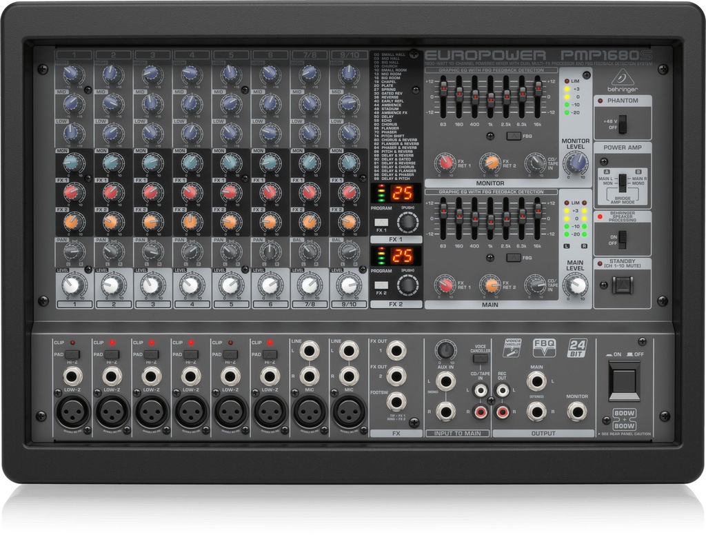 Behringer EUROPOWER PMP1680S 10-Channel 1600W Powered Mixer